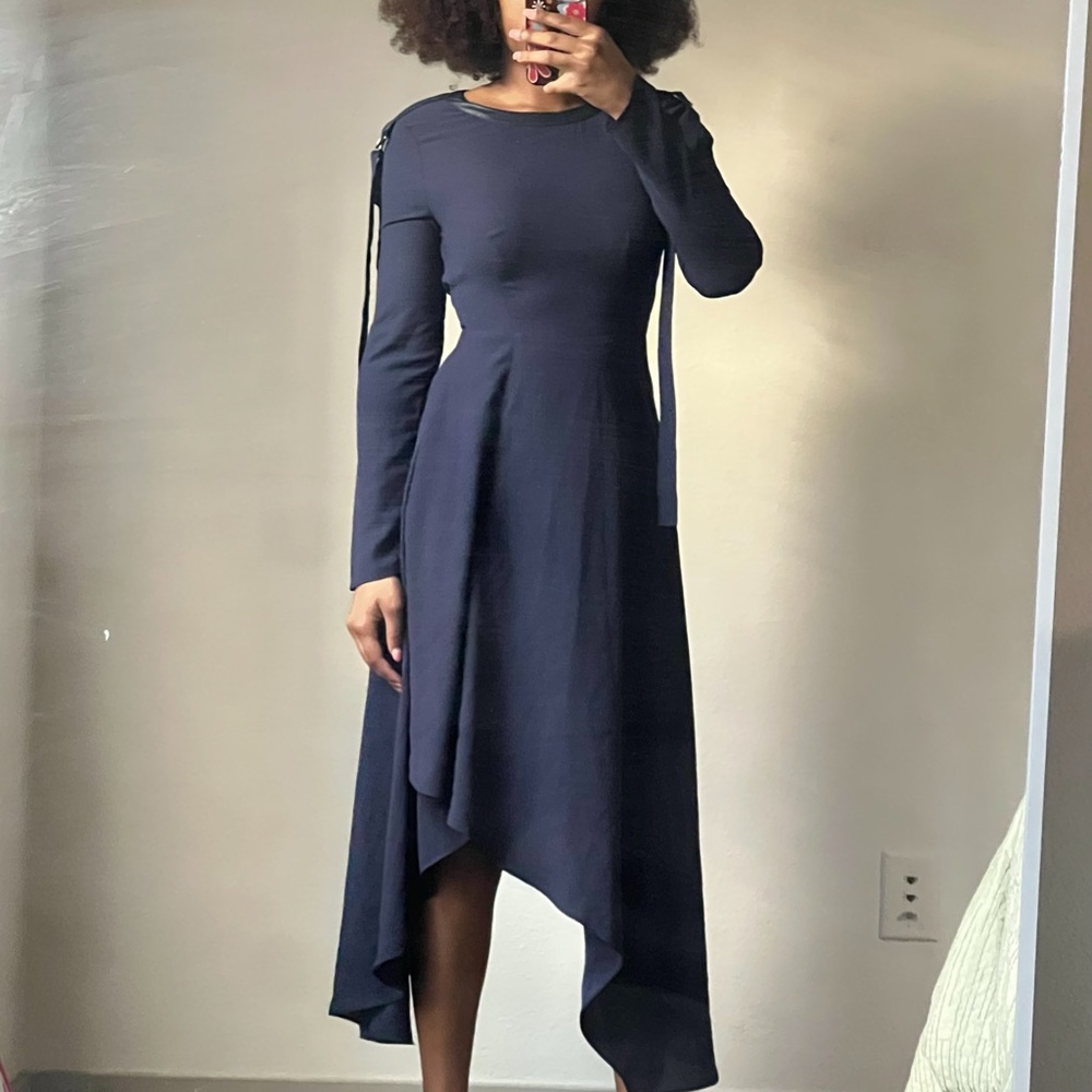 BCBGMAXAZRIA Navy Blue Asymmetrical Dress